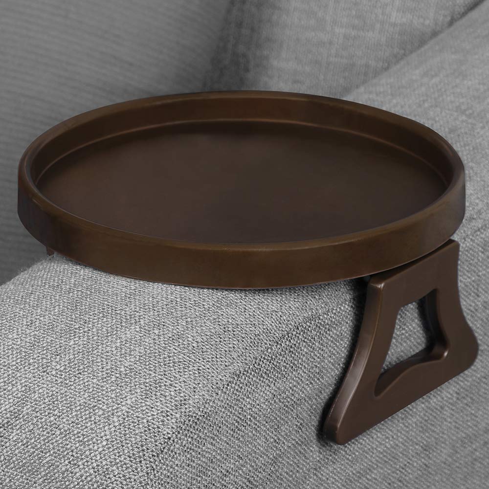 Sofa Armrest Clip Tray, Side Table for Remote Controls/Drinks/Gamepads Holder (Cherry)