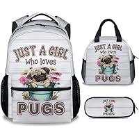Funny Pug Print Kids Backpack - Lightweight School Bag With Laptop Compartment For Girls & Boys