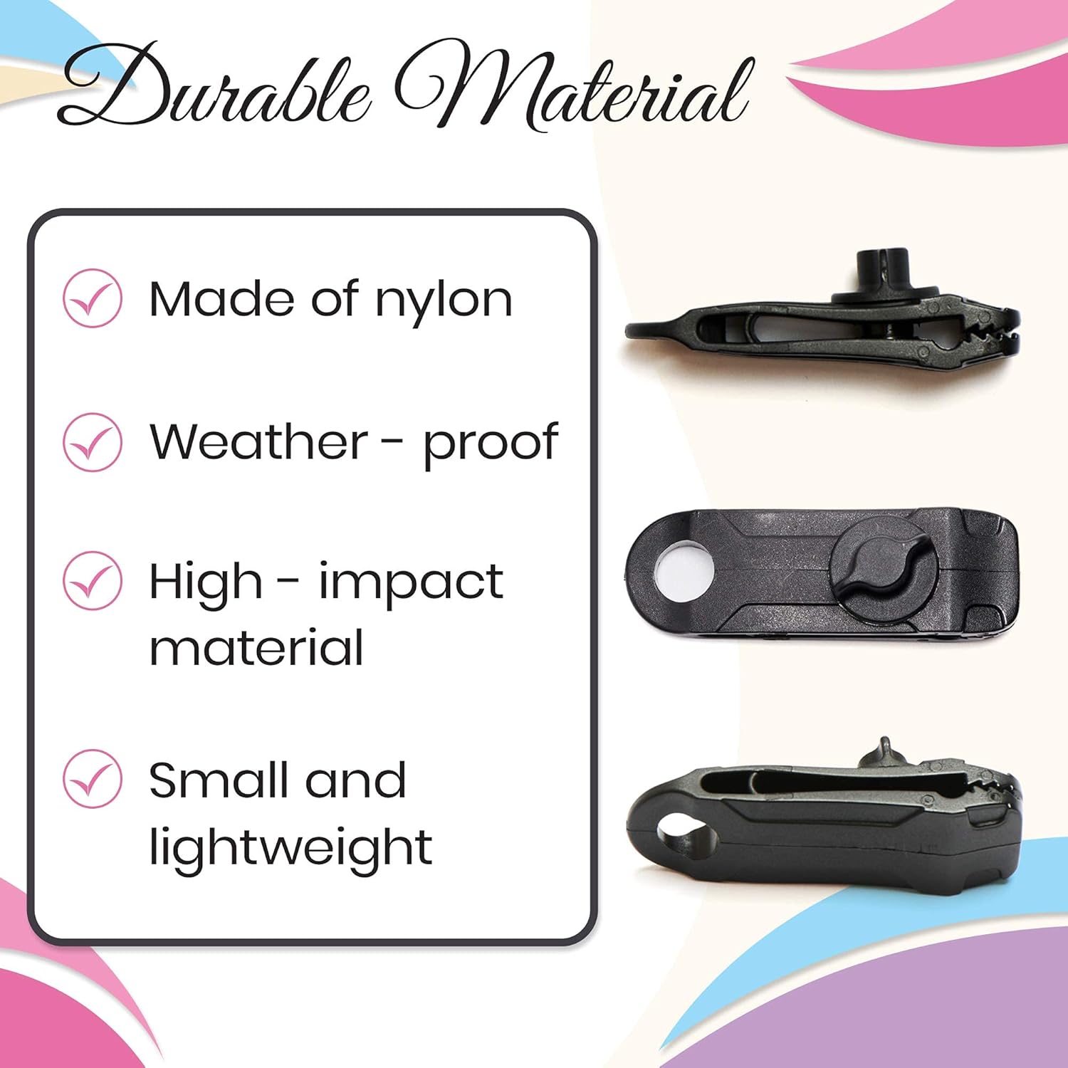 Tarp Clips Heavy Duty Lock Grip in a Variety of Colors - Weatherproof Material & Multi Purpose Tarp Tie Down Clamps are Great for Camping, Tents, Boating, Hunting, Above Ground Pool Cover - - 