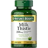 Nature's Bounty Milk Thistle Capsules, Traditionally Used for Liver Health, Herbal Supplement, 250 mg per Serving, 200 Count