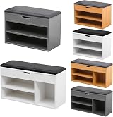 AVC Designs 60cm White Wooden Shoe Bench Storage Cabinet Organiser Seating