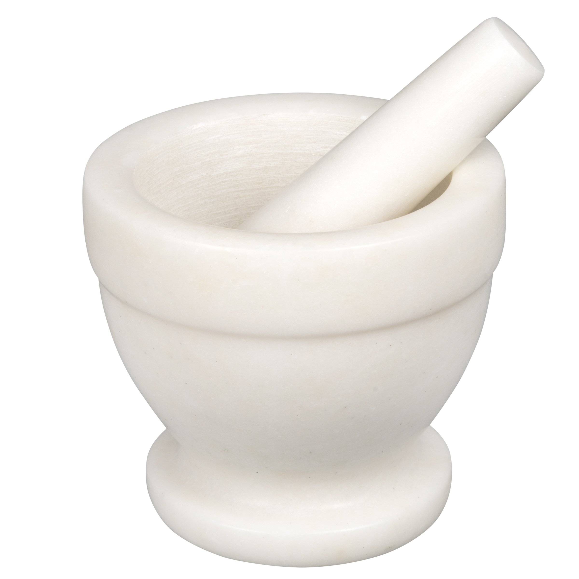 Creative Home Natural White Marble Mortar and Pestle, 5.25" Diam. x 4.5" H