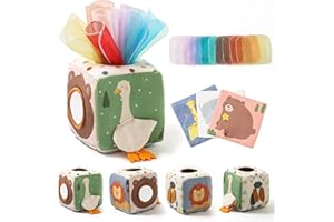 Youuys Baby Tissue Box Toy for Babies 6-12 Months, Montessori Sensory Toys for 1 Year Old Boy, Infant Toy with Crinkle Tissues & Fine Motor, for 6 9 12 18 Months Old Kids 1st Birthday