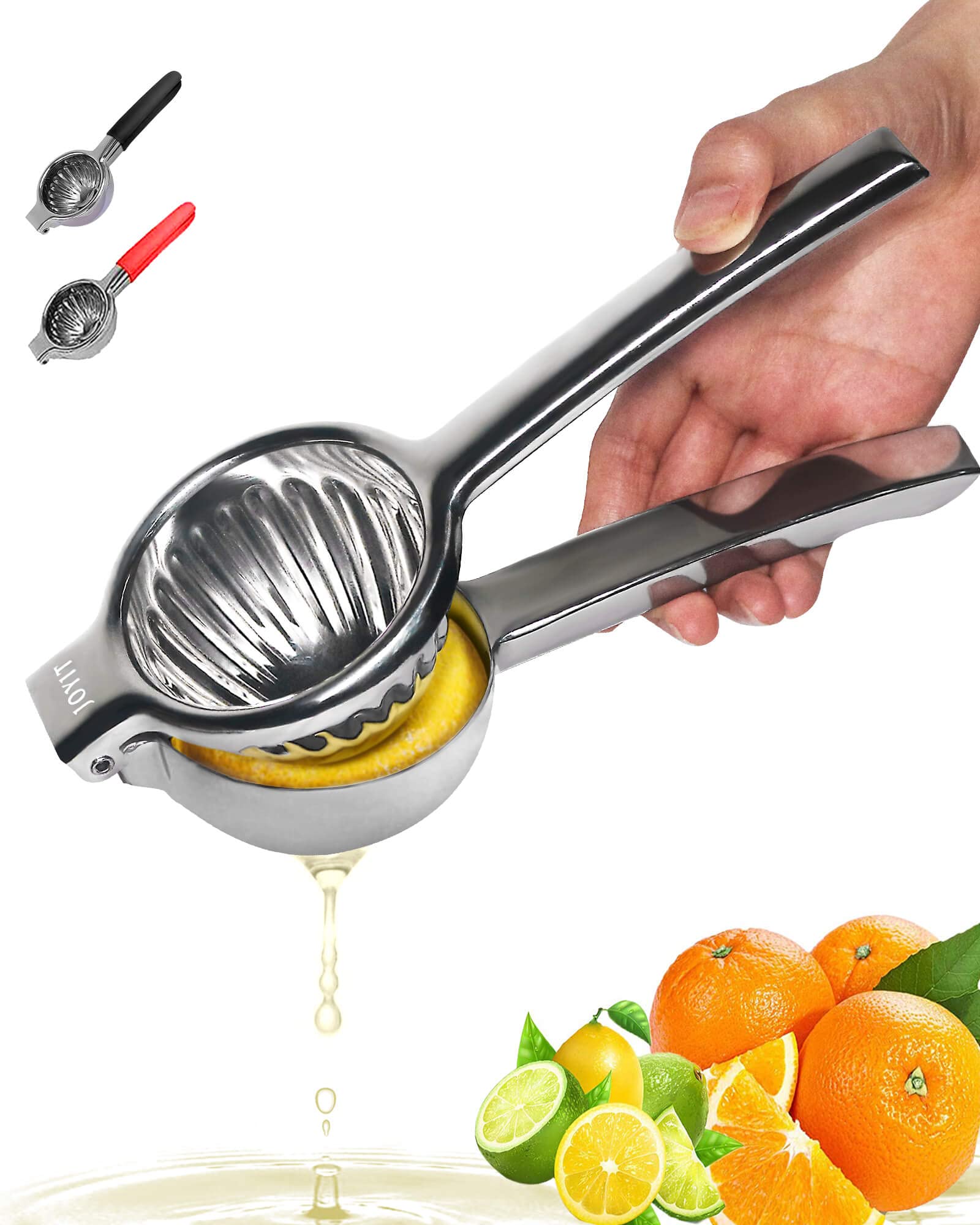 JOYIT Lemon Squeezer Stainless Steel - Heavy Duty Lemon Juicer, Large Sturdy Manual Citrus Juicer,Orange Juice Squeezer,Effective Juicing Fruit Juicer