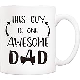 5Aup Christmas Gifts Funny Dad Coffee Mug from Daughter Son Child, This Guy Is One Awesome Dad, 11Oz Novelty Ceramic Cups for Daddy, Unique Birthday Gifts for Father Him Men Husband