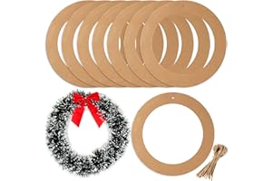 MIXTEACH 10 Pieces Large Hanging Round Wreaths 12Inch Cardboard Wreath Rings for DIY Crafts Paper Round Circle Christmas Hanging Ornaments Decorations with Hole Twine for Wedding Christmas Valentines Day Decor