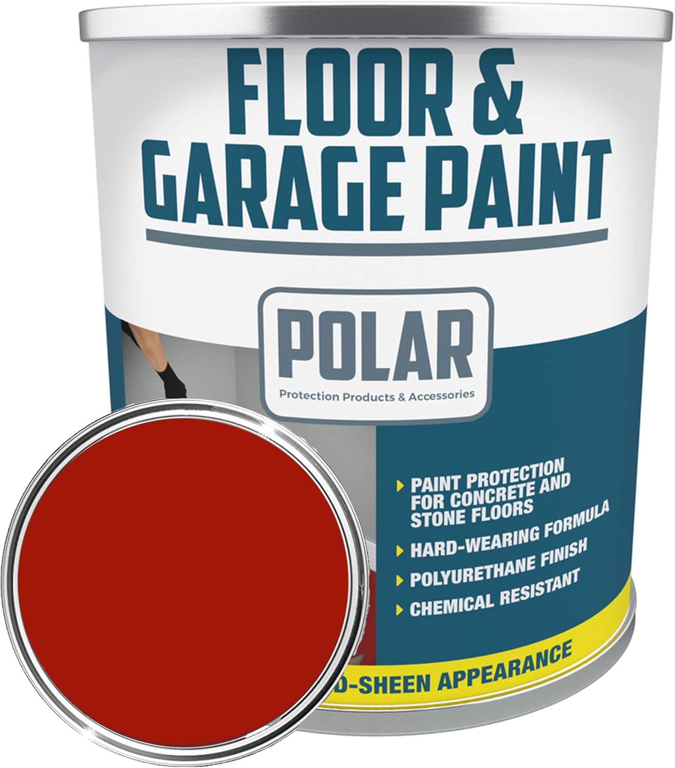 Polar Heavy Duty Garage Floor Paint Red 5 Litre For Concrete And Stone Floors High Performance Paint Protection Hard Wearing Mid Sheen Finish And