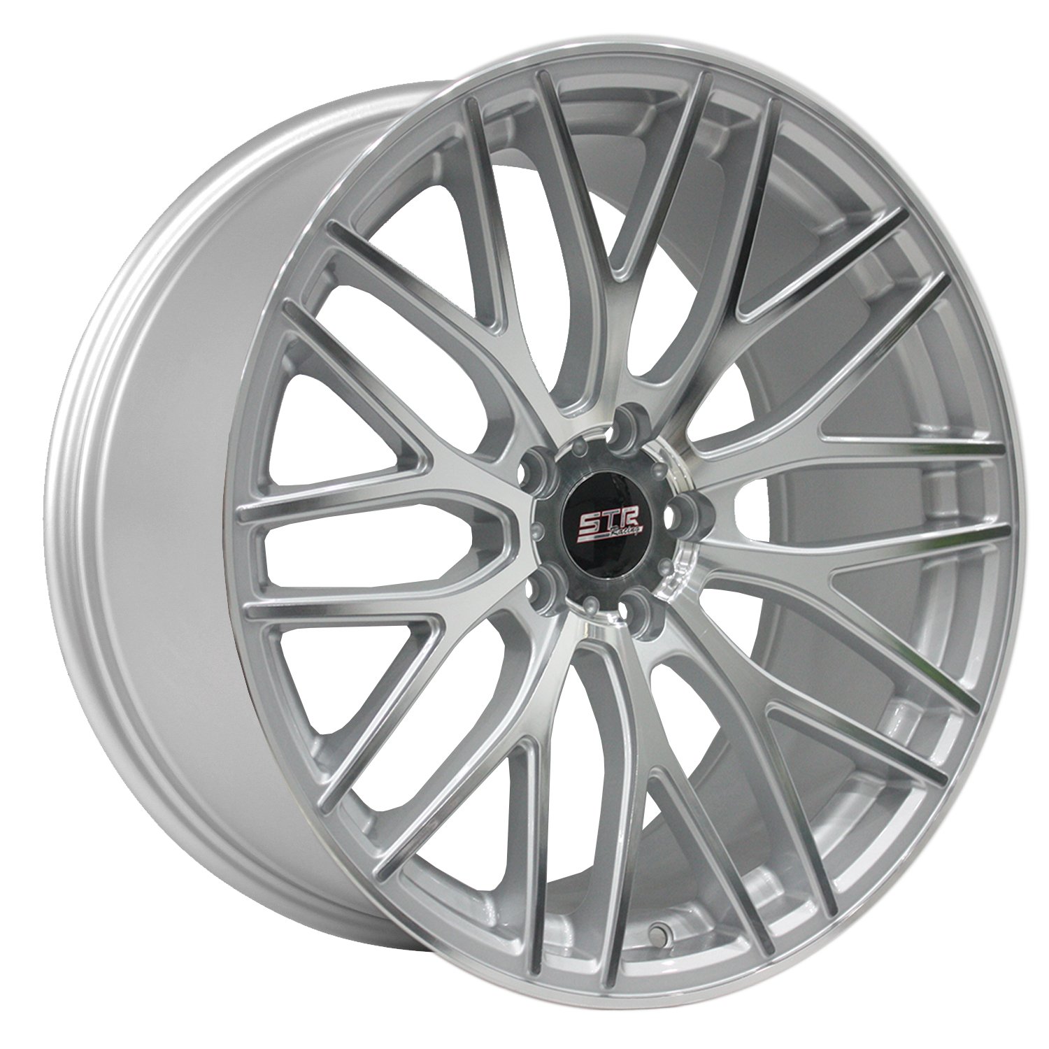 STR RACING STR615 Silver Wheel with Painted Finish and Machine Face (19 x 9.5 inches /5 x 114 mm, 40 mm Offset)
