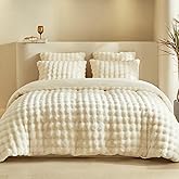 Tokokimo Faux Fur Comforter Set King Size, Ultra Soft Reversible Heavyweight Fluffy Bedding, Extra Warm Winter Comforter with 2 Pillow Cases, All Season Fuzzy Comforter Set, Beige