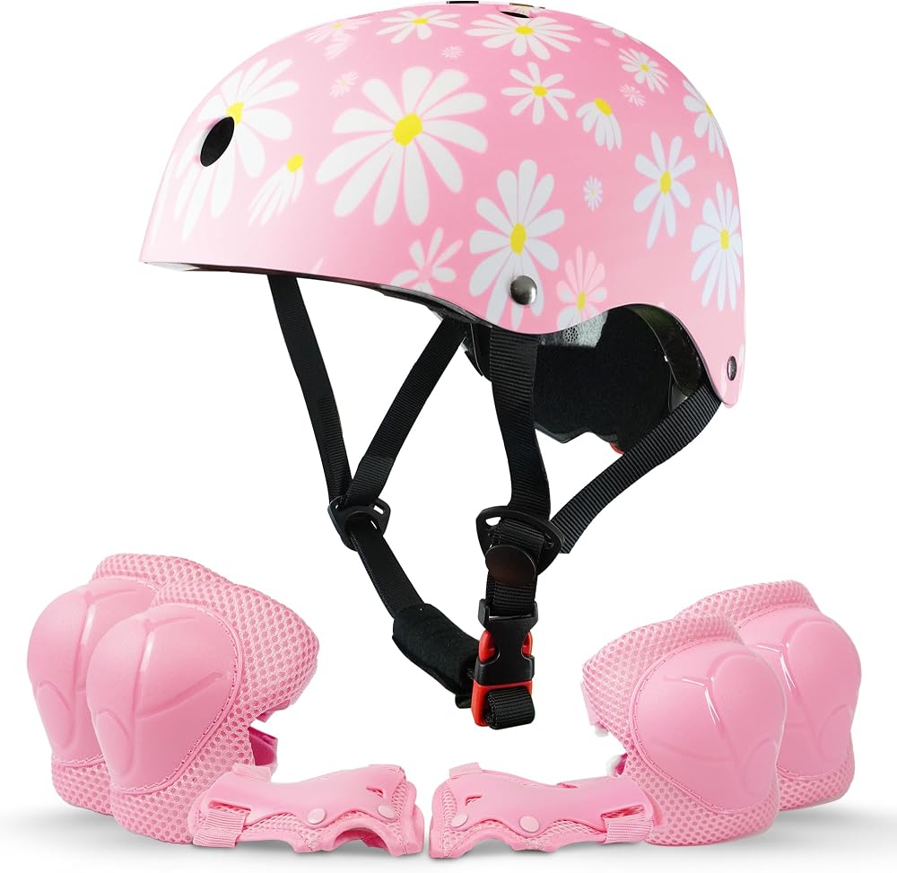 KAYMAN Kids Bike Helmet Set 48-54cm 3-12 Yrs Boys Girls Cycling Scooter Safety