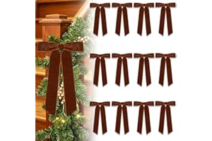 TONIFUL Brown Velvet Bow - 12 Pack Christmas Tree Bow, Wreath Bow for Gift Wrapping, Treat Bags, Floral Bouquet, Door Garland