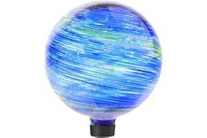 PIREKZUNT Gazing Balls for Garden, Blue and Green Hand Painted Gazing Ball, Reflective Ball Yard Ornament for Outdoor Decoration Patio Garden Lawn (10 Inch)