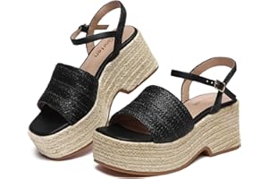 Gorfen Women's Platform Espadrille Wedge Sandals Arch Support Ankle Strap Open Toe Casual Sandal