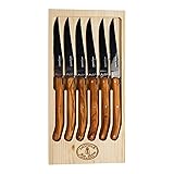 Jean Dubost Laguiole 6-Piece Steak Knife Set, Olive