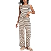 COCOMARTS Womens 2 Piece Lounge Sets Casual Striped Pajama Sets Sleeveless Tank Top and Wide Leg Pants Matching Outfits 2025