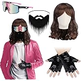 Breathffy 4 Pcs Halloween Game Garbageman Costume 2025 Movie Costume Accessories Include Wig Leather Gloves Glasses and Fake Beard for Cosplay Party