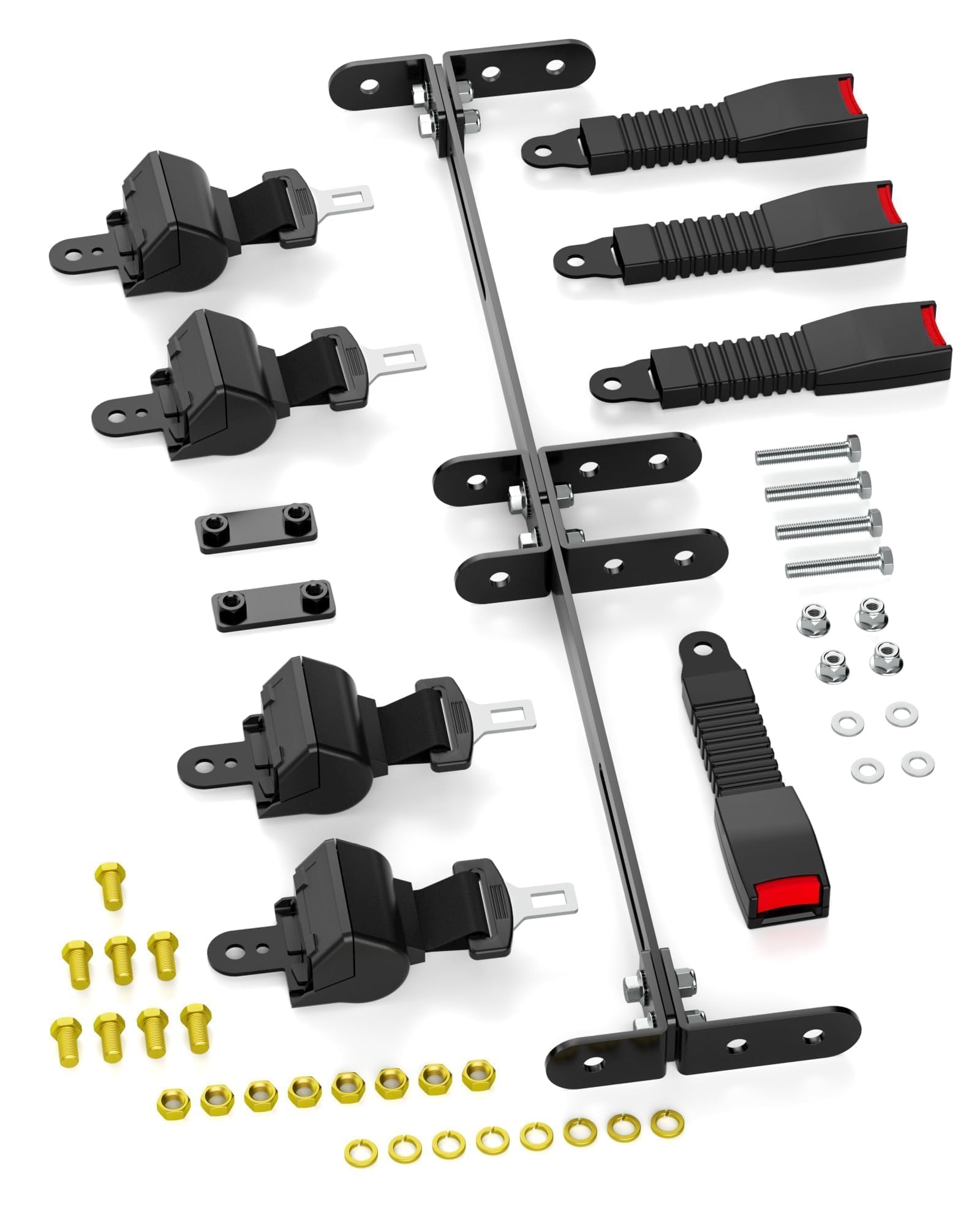 Photo 1 of HOWBOW Golf Cart Seat Belt with Bracket, Universal Retractable Seat Belt Bracket Kit, Upgrades Seatbelts 4 Passenger (2+2) for Yamaha EZGO TXT RXV Club Car DS