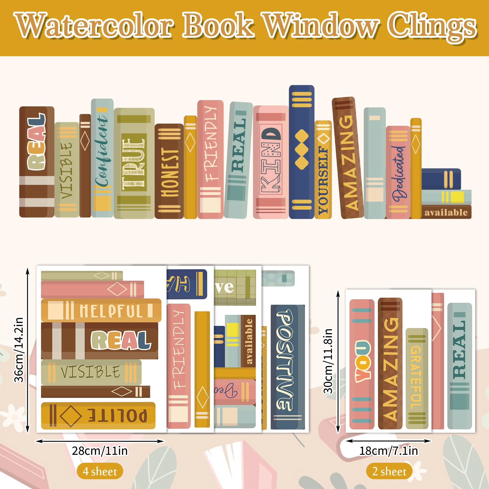 JarThenaAMCS Boho Book Window Clings Inspirational