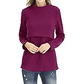 Smallshow Women's Fleece Nursing Tops Shirts Long Sleeve Breastfeeding Clothes