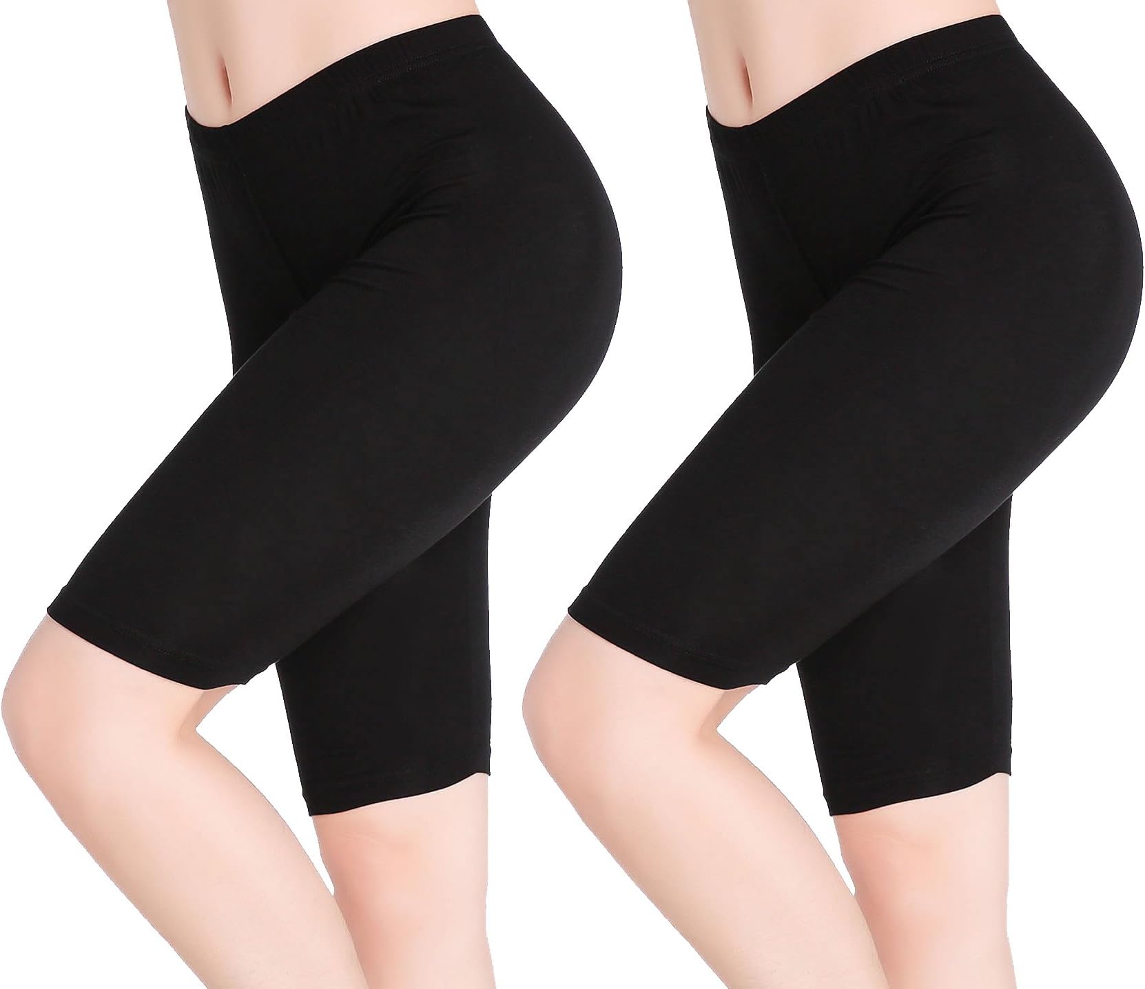 CnlanRowWomens Under Skirt Pants Soft Ultra Stretch Knee Length Leggings Fitness Sport Shorts