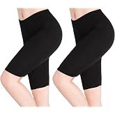 Womens Stretch Under Skirt Shorts Tights Knee Length Leggings For Summer | Long shorts design sits over knee, tailored fit for layering under dresses and skirts while preventing chafing.
