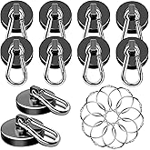 MIKEDE Magnetic Hooks Heavy Duty, 110LBS+ Strong Neodymium Magnets with Swivel Carabiner Hook, Black Magnetic Hangers Magnet Hooks for Locker, Home, Cruise Cabin, Office - 10 Pack