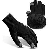 Rahhint Wool Winter Gloves Men Women Fleece lined Knit Gloves with Touchscreen Fingers Insulated Gloves Keep Hand Warm Gift
