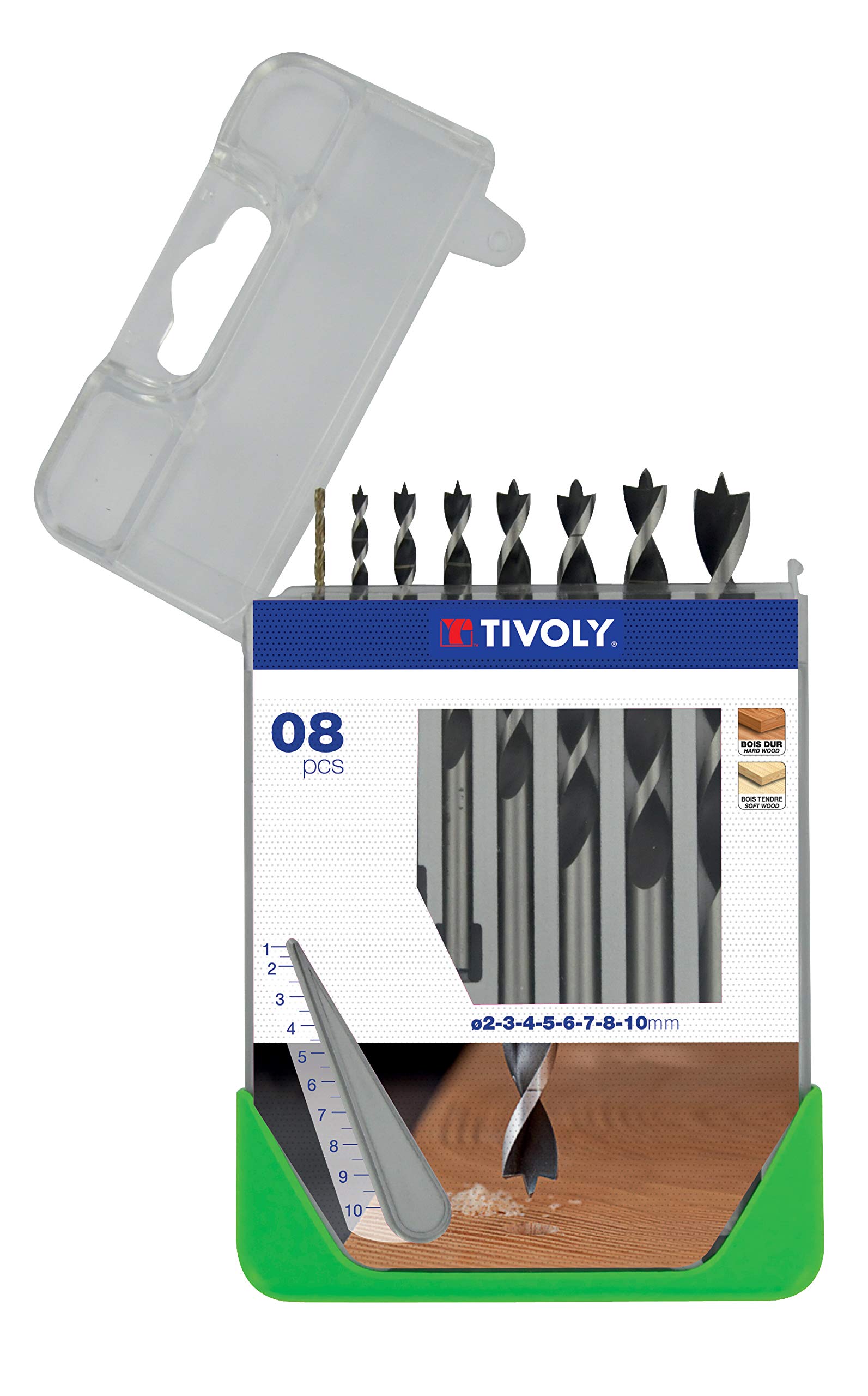 TIVOLY 10863870014 Clipster Box C11 8 Wood with 3 Rim Tips Containing Diameter 2-3-5-6-7-8-10-10 10 mm Flat