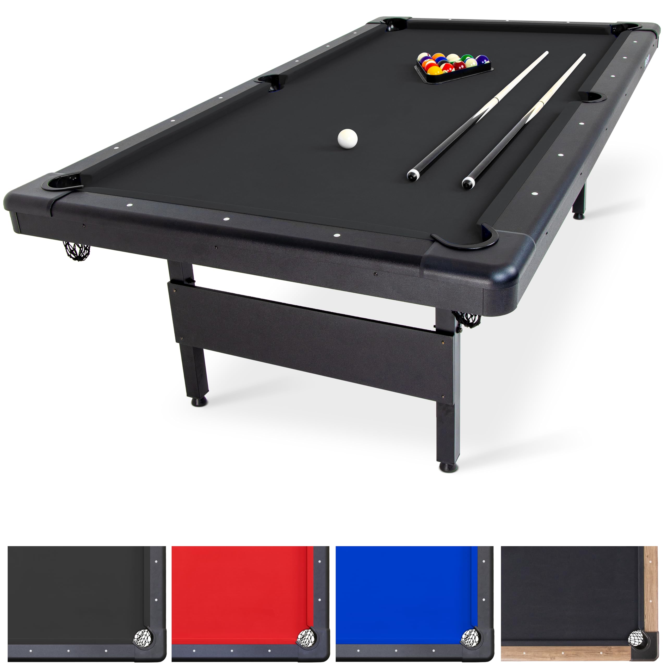 Photo 1 of ***MINOR DAMAGE, SCRATCH***GoSports Full Size 8 ft x 4.2 ft Billiards Game Table - Foldable Design, Includes Full Set of Pool Balls, 2 Cue Sticks, Chalk, and Felt Brush - Black