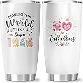 CVROY 80th Birthday Gifts for Women Tumbler 20OZ 1PC, 80 Year Old Birthday Gift Decorations, 80-Year-Old Present for Woman, Happy Eighty Years Old Party Decor Ideas for Her Female Mom Sister Grandma