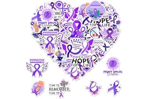 ZULUVINYL 50 Pack Pcs Overdose Awareness Ribbon Stickers for Water Bottles Waterproof Vinyl Laptop Motivational Inspirational Quotes Sticker Packs Bulk Adults Teens Aesthetic Small Decals