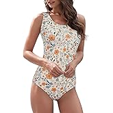 American Trends Modest One Piece Swimsuit Women Bathing Suit Teen Girls Swim Suit Full Coverage Swimsuit Criss Cross Back