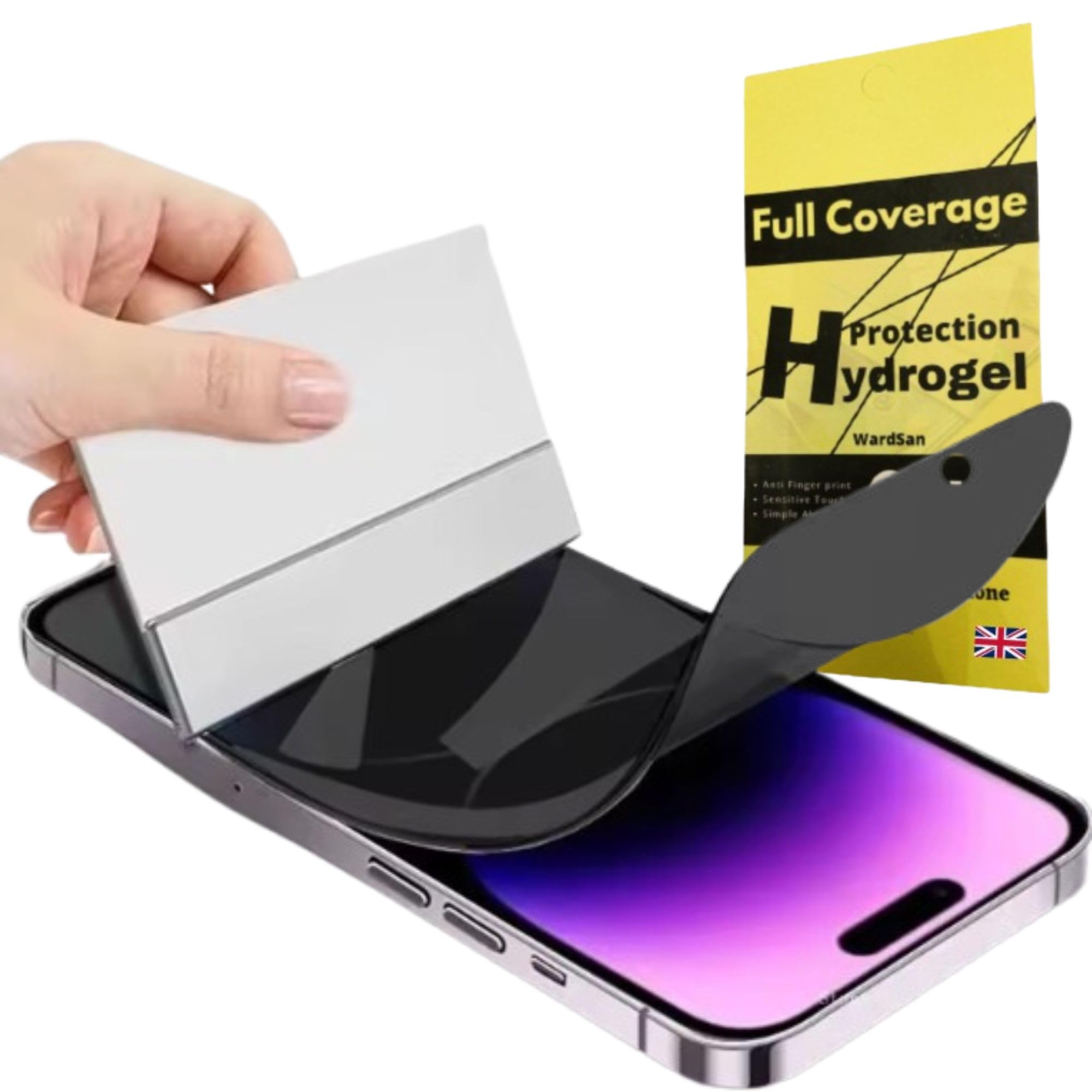 WardSan [1 Pack for IPHONE 15 PLUS (6,7") Hydrogel Privacy Screen Protector | Ultra-Thin Flexible Soft TPU Film | Anti-Spy, Anti-Scratch, private, Full Coverage, Fingerprint Unlock, Case Friendly
