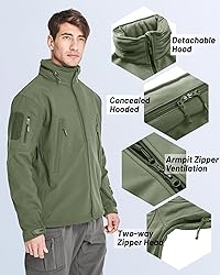 TACVASEN Men's Multipocket Concealed Hood Tactical
