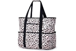 BECOKAN Beach Bags for Women, Large Beach Tote Bag with Zipper Tons of Pockets Beach Bag Waterproof Sandproof Travel Nurse Tote Bag
