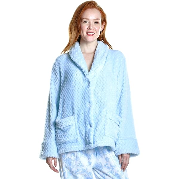 Slenderella Ladies Zip Up Dressing Gown Womens Soft Waffle Fleece Bath Robe  Small (Navy) at Amazon Women's Clothing store
