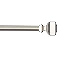 Amazon Basics 1" Curtain Rod for Windows with Square Finials, Adjustable, 72" to 144", Nickel Finish