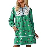 DERAX Women's Puff Long Sleeve Boho Floral Mini Dress Tie Neck Flowy Babydoll 2026 Spring Short Dresses