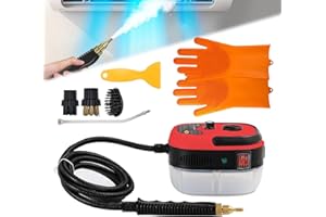 Kawlity 2500W 110V High-temperature High-pressure Steam Cleaner Handheld with 3 Brush Heads + Gloves + Scraper For Home Kitchen, Bathroom, Tile, Table, Doll (Red)