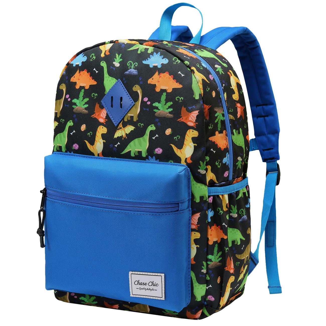 Chase Chic Dinosaur Backpack Boys, Lightweight Waterproof Kids School Bag with Bottle Holder, Cute Toddler Backpack Preschool Bookbag with Chest Buckle