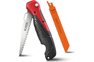 KATA Folding Hand Saw for Crafts - 2-In-1 Compact Drywall Cutter Hacksaw Tool with Quick Change Bi-Metal Blade - Small Job Saw, DIY HandSaw for Cutting Metel, Wood, PVC, Sheetrock, Plywood, Model