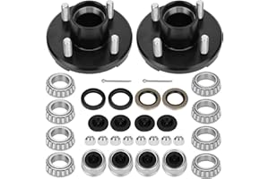 shliyitx 2 Sets Trailer Hub Kit 4 Bolt 4, Trailer Axle Kit for 2000 lb 4 Lug Trailer Hub Fits 1" and 1-1/16" Spindle, Trailer Hub Kit with Extra Dust Cap and Rubber Plug