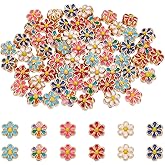PH PandaHall 60pcs Flower Enamel Beads 6 Colors Floral Spacer Bead Loose Craft Beads Spacers for Valentine Friendship Bracelets Necklaces Earring Jewelry Making Christmas Tree Ornament