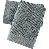 sense gnosis Grey Herringbone Striped Hand Towel Premium 100% Cotton Ultra Soft Highly Absorbent 2 PC Hand Towel Set for Bathroom 13 X 29 Inch