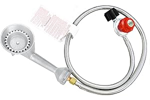 BESTFIRE High Pressure Cast-Iron Propane Burner Head,Taper Burner Head with 20 PSIG Adjustable High Pressure Propane Regulator with Hose and Brass Fitting for Propane Burner Head for Cooking Outdoor