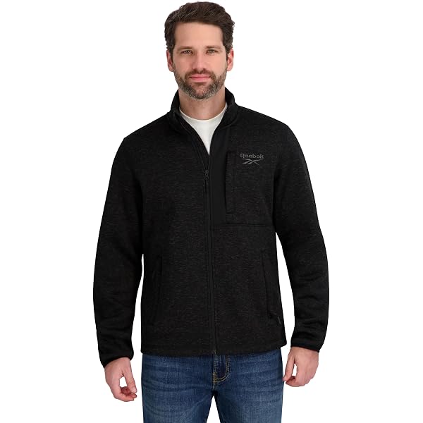 Reebok ジャージジャケット AJWC6000 M Reebok Mens Mock Neck Zip-Up Textured Fleece Shell Jacket, Batik