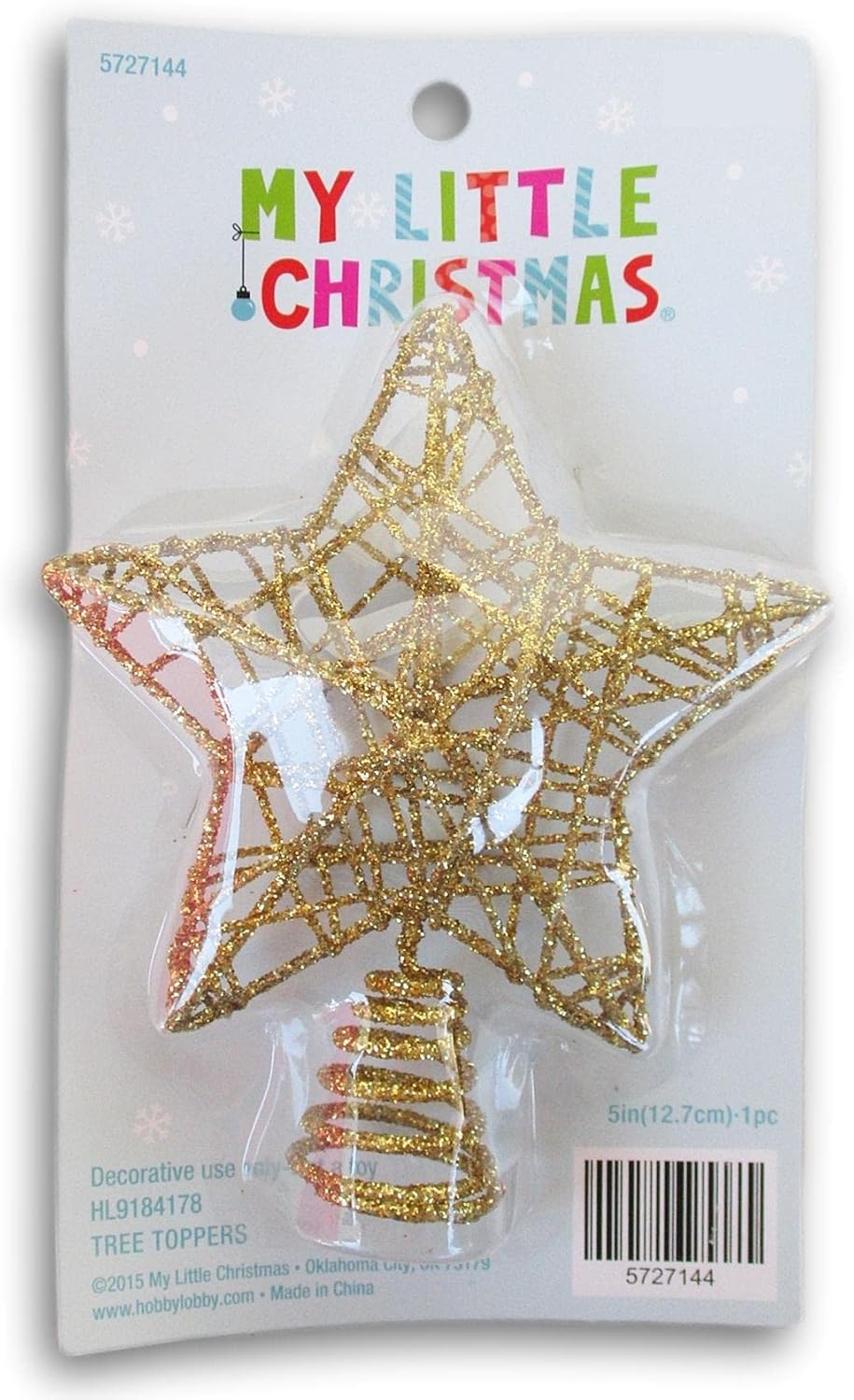 Tree Toppers - Gold Glitter Wire Star Mini Tree Topper - 5 Inch