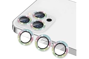 Hsefo for iPhone 13 Pro & iPhone 13 Pro Max Camera Lens Protector, Bling Glitter 9H Tempered Glass Camera Cover Anti Scratch Shockproof Screen Protector Individual Ring - 3Pcs Glitter Colorful