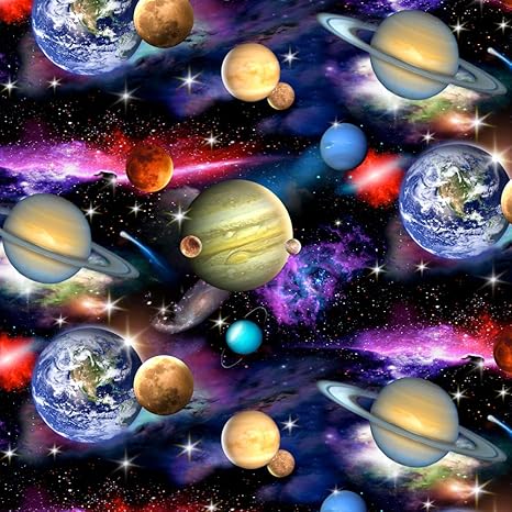 Graphics More Planets Solar System Earth Saturn Jupiter Mars Pattern Premium Roll Gift Wrap Wrapping Paper