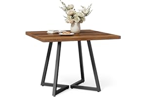 LITTLE TREE 31.5 Inches Small Dining Table for 4, Square Dinner Table for Small Space, Dining Room Tables, Rustic Brown Woode